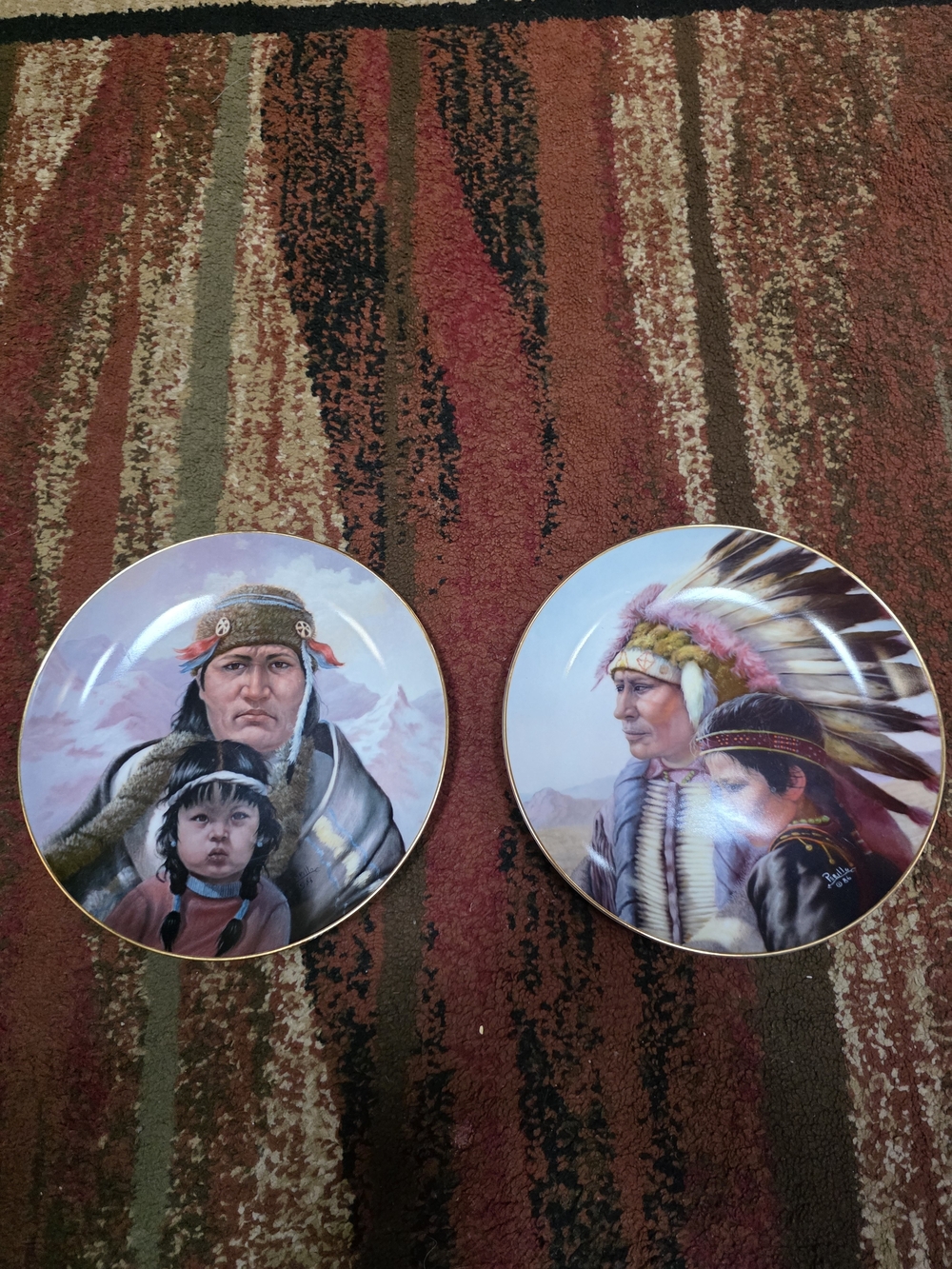 Decorative Native American Portrait Collector Plates - 1987 Numbered- Lot Of 2